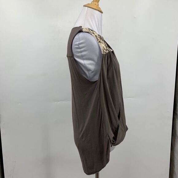 Bailey 44 Tank Top Womens S Small Brown Silk Wrap Front Snakeskin Print Cutout - Picture 4 of 11